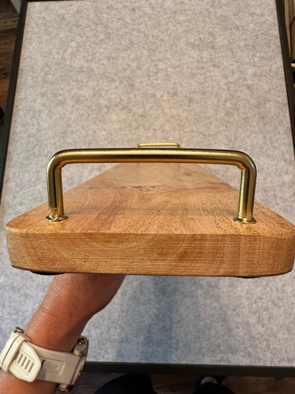 Wood Serving/Charcuterie Board with Brass Handles - Natural Wood - Picture 4 of 5